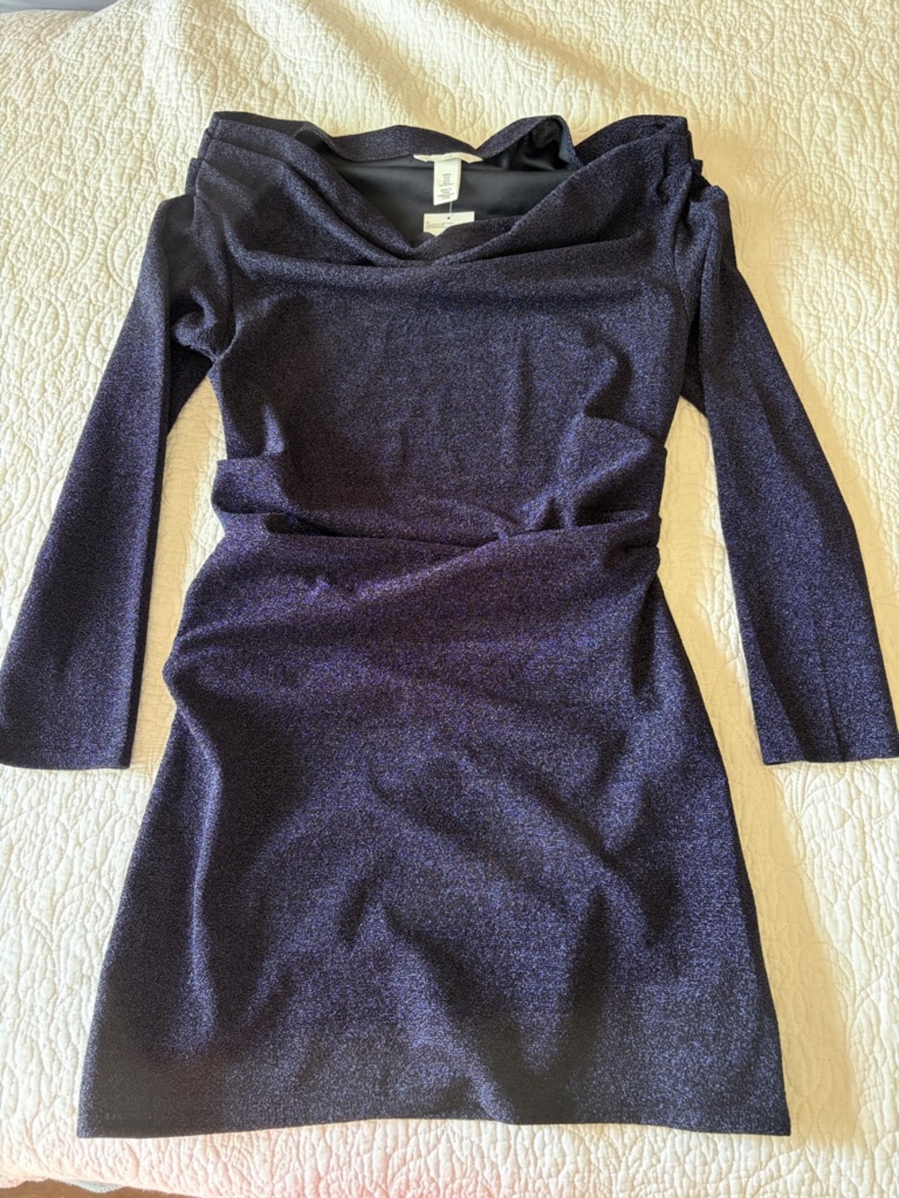 H&M Sparkle Off-Shoulder Dress - Dark Navy